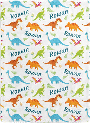 Blankets USA MADE Personalized Baby Blankets for Boys Dinosaurs, Blankets for Baby Shower, Birthday, Christmas, New Mom