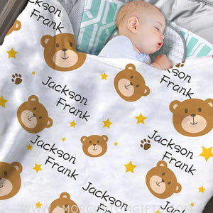 Blankets USA MADE Personalized Baby Blankets for Boys with Name, Bear Baby Boys Blanket with Name for Baby Gifts