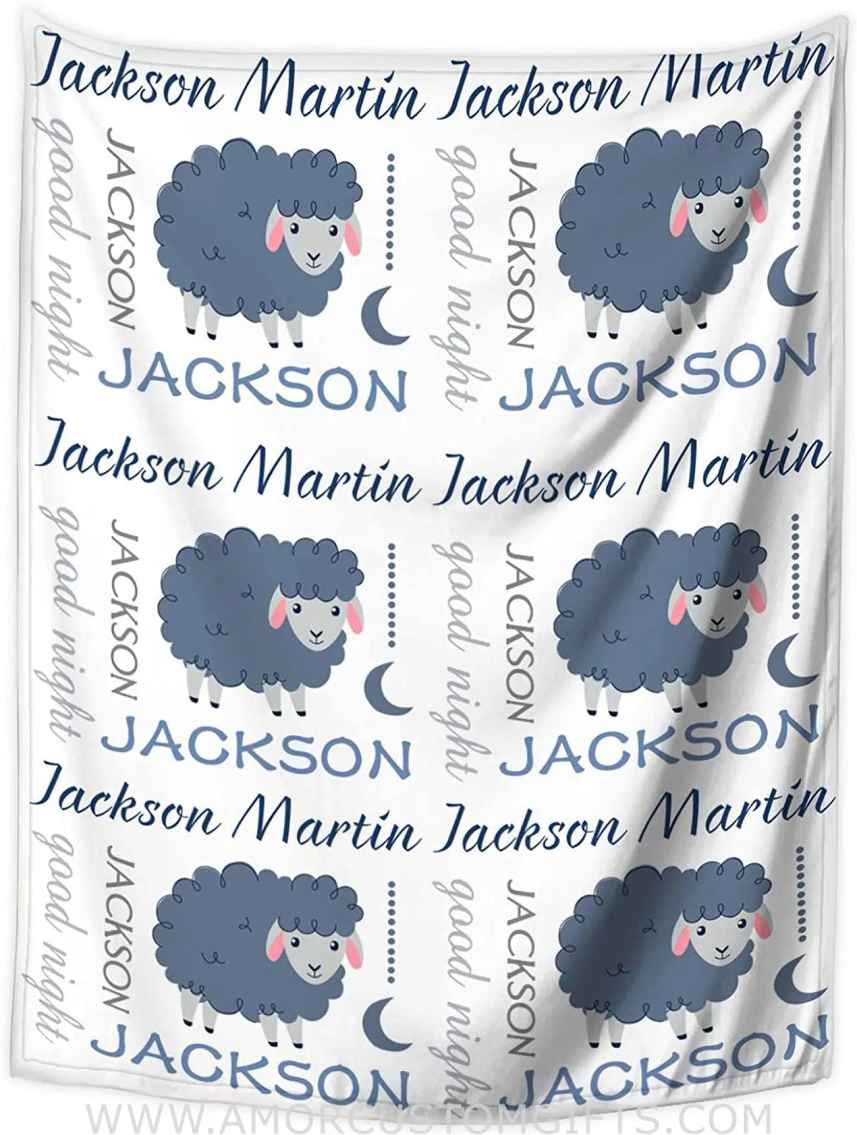 Blankets USA MADE Personalized Baby Blankets for Boys with Name, Customized Sheep Baby Boys Blanket with Name for Baby Gifts Items