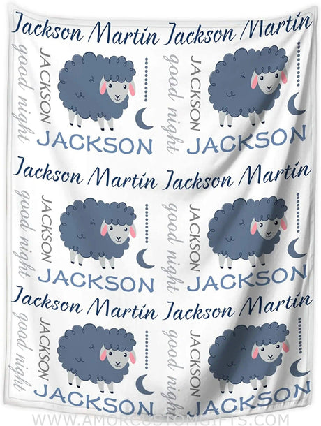 Blankets USA MADE Personalized Baby Blankets for Boys with Name, Customized Sheep Baby Boys Blanket with Name for Baby Gifts Items