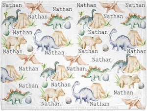 Blankets Personalized Baby Blankets for Boys with Name - Dinosaur Baby Blanket