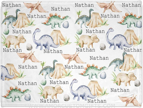 Blankets Personalized Baby Blankets for Boys with Name - Dinosaur Baby Blanket