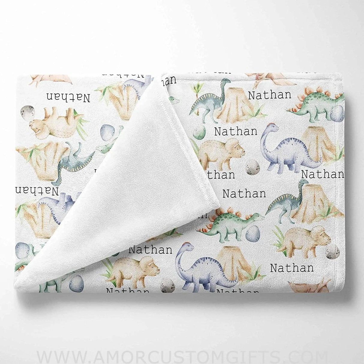 Blankets Personalized Baby Blankets for Boys with Name - Dinosaur Baby Blanket