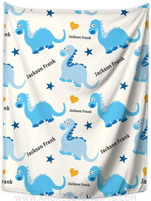 Blankets USA MADE Personalized Baby Blankets for Boys with Name, Dinosaur Baby Boys Blanket with Name for Baby Gifts