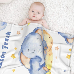 Blankets Personalized Baby Blankets Gifts, Custom Baby Boys Girls Elephant Blankets