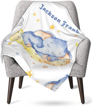 Blankets Personalized Baby Blankets Gifts, Custom Baby Boys Girls Elephant Blankets