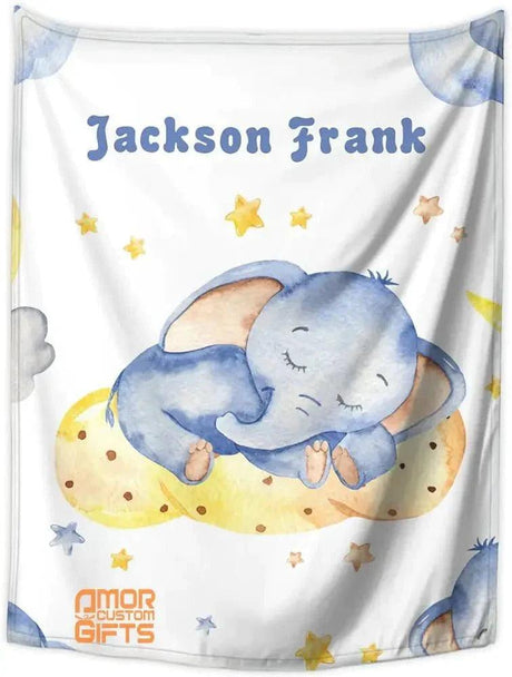 Blankets Personalized Baby Blankets Gifts, Custom Baby Boys Girls Elephant Blankets