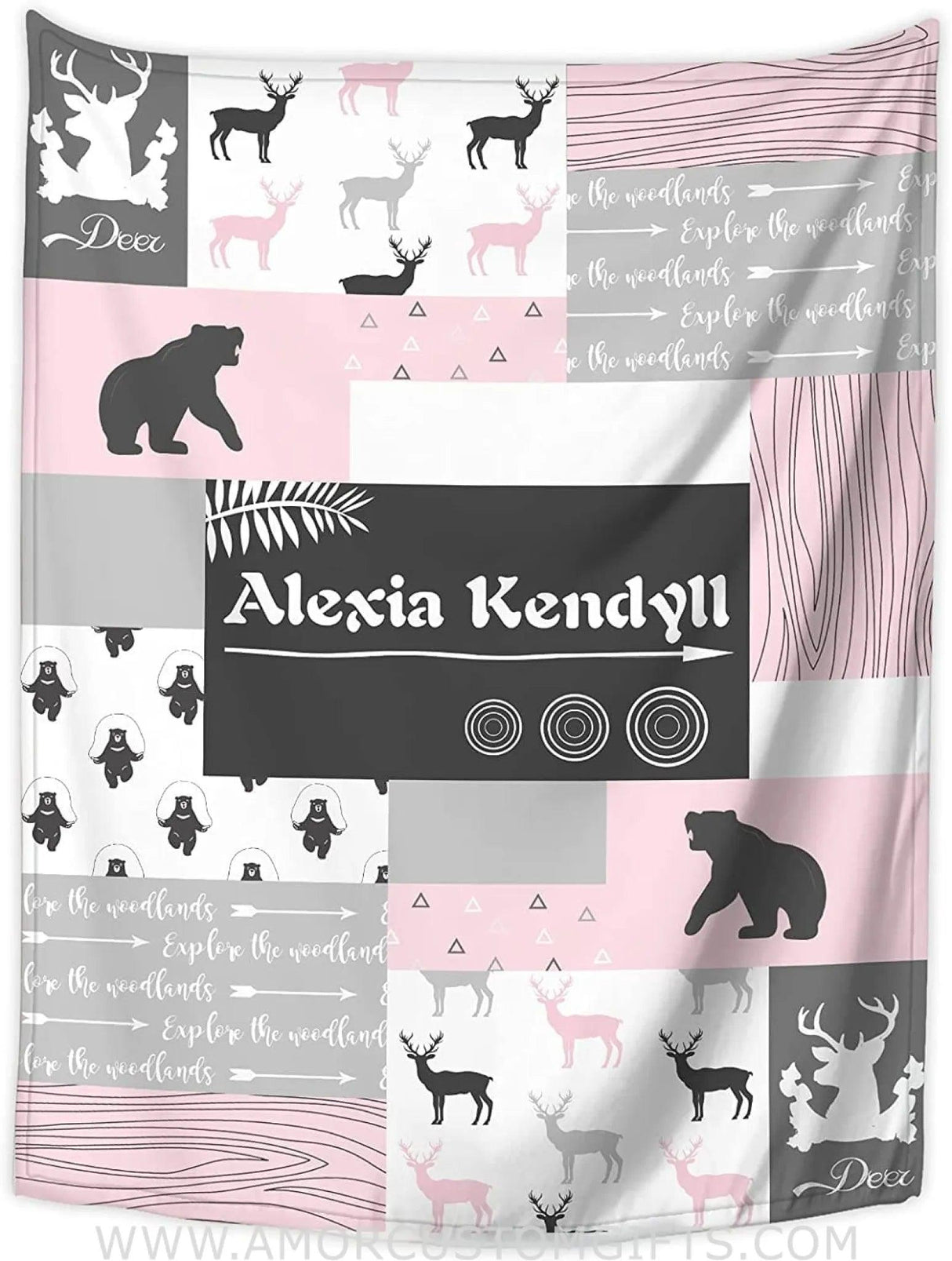 Blankets Personalized Baby Blankets Gifts with Name, Baby Boys Girls Blankets Pink Woodland