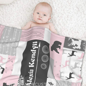 Blankets Personalized Baby Blankets Gifts with Name, Baby Boys Girls Blankets Pink Woodland