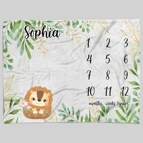 Blankets USA MADE Personalized Baby Blankets, Milestone Blanket For Baby, Elephant, Pig, Lion Throw Blanket, Monogram Blanket for Boy and Girl