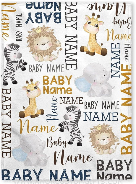 Blankets Personalized Baby Blankets, Newborn Monogram Flush Fleece blanket - Baby Blanket with Name for Boys, Best Gift for Baby