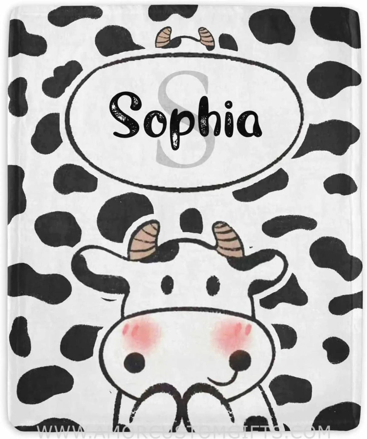 Blankets Personalized Baby Blankets with Cow Design for Kids - Throw Blanket with Cute Animal - Swadding Blanket for Toddler