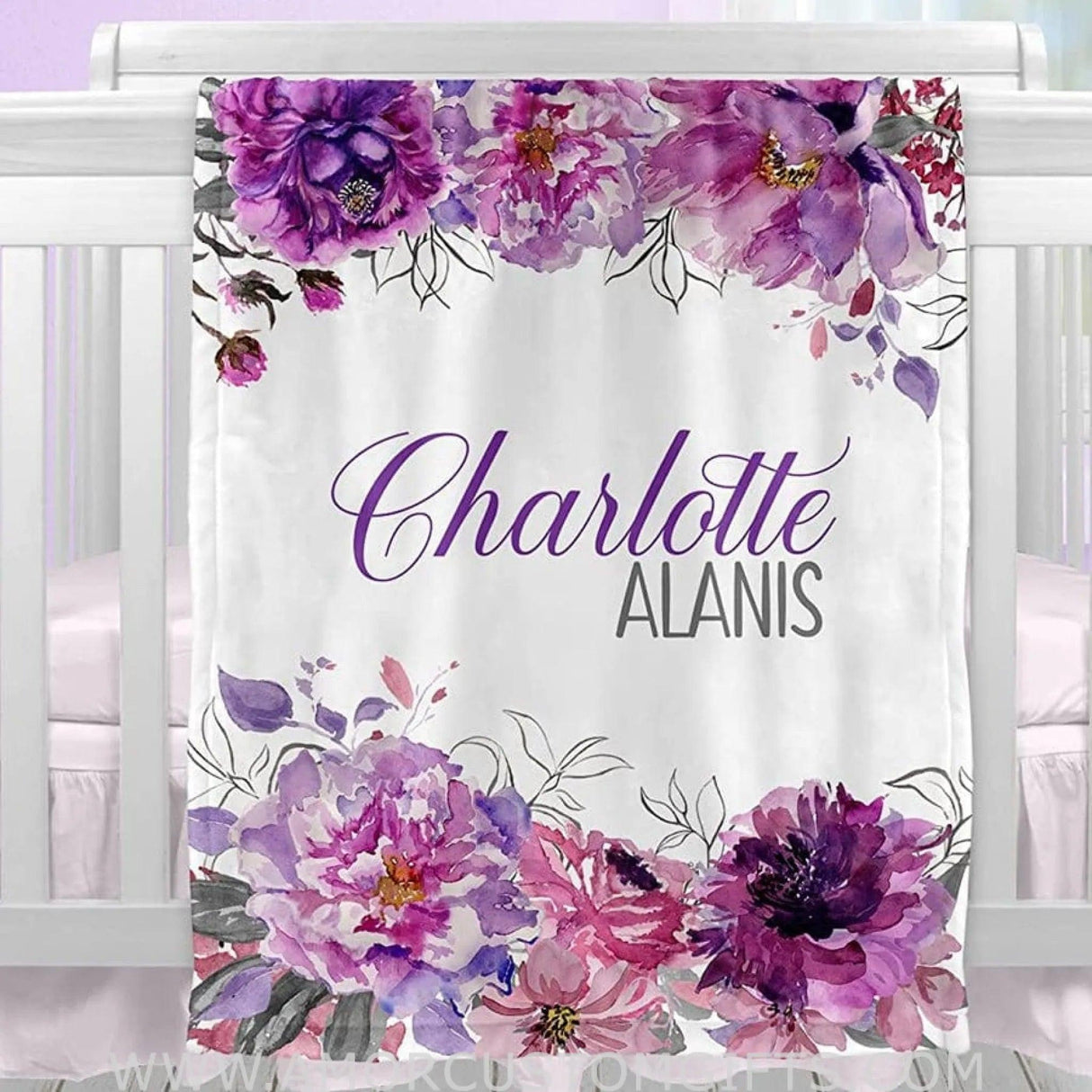 Blankets Personalized Baby Blankets with Name - Floral Baby Blankets for Girls - Personalized Baby Gifts for Newborns and Kids