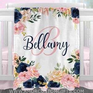 Blankets Personalized Baby Blankets with Name - Floral Baby Blankets for Girls - Personalized Baby Gifts for Newborns and Kids