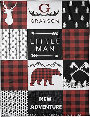 Blankets Personalized Baby Boy Blanket, Personalized Hunting Fishing Blanket, Woodland Animal Newborn Baby