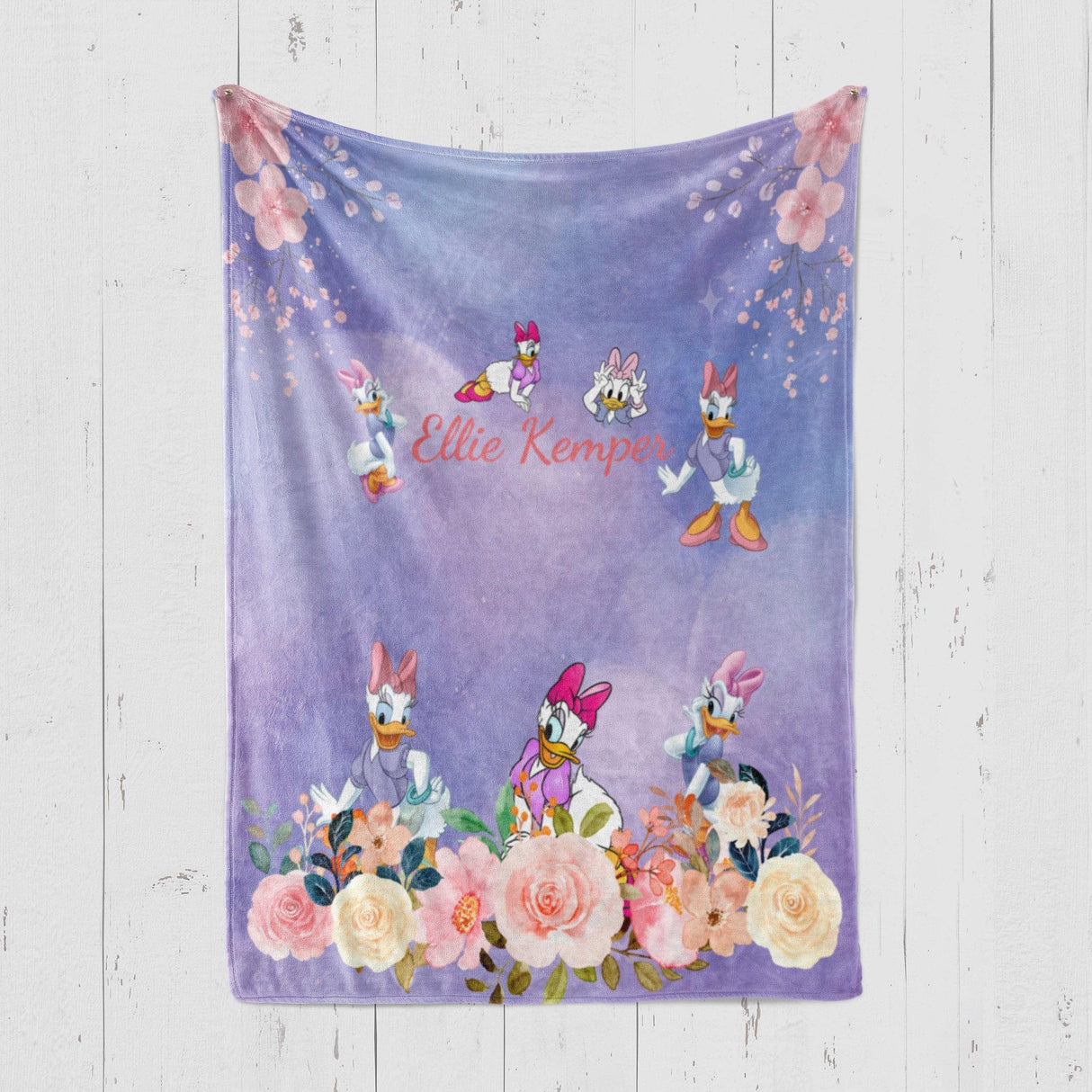 Blankets Personalized Baby Daisy Duck Princess Custom Name Baby Girl Princess Blanket