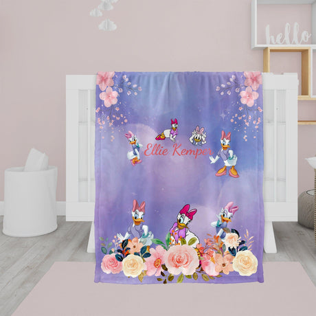 Blankets Personalized Baby Daisy Duck Princess Custom Name Baby Girl Princess Blanket