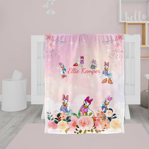 Blankets Personalized Baby Daisy Duck Princess Custom Name Baby Girl Princess Blanket