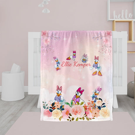 Blankets Personalized Baby Daisy Duck Princess Custom Name Baby Girl Princess Blanket