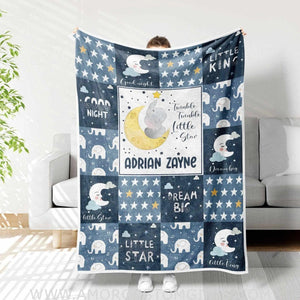 Blankets Personalized Baby Elephant Twinkle Star Animals Name Blanket, Elephant Twinkle Star Baby Blanket, Custom Name Blanket