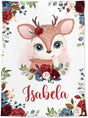 Blankets USA MADE Personalized Baby Name Blanket | Custom Name Fawn Baby Deer Nursery Theme Blanket