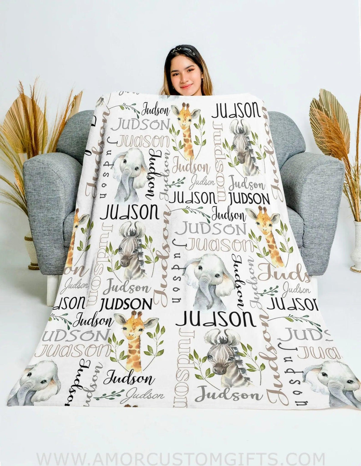 Blankets Personalized Baby Safari Elephant Animals Blanket #BestSeller