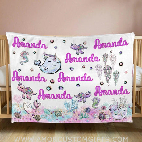 Blankets USA MADE Personalized Baby Swaddle Fleece Blanket-Unicorn baby blanket