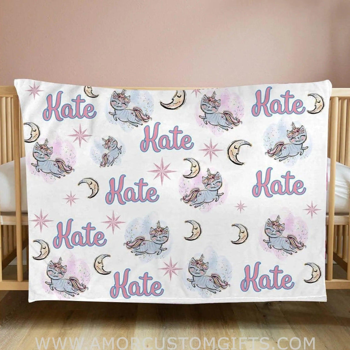 Blankets USA MADE Personalized Baby Swaddle Fleece Blanket-Unicorn baby blanket