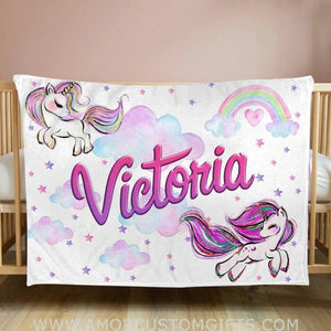 Blankets USA MADE Personalized Baby Swaddle Fleece Blanket-Unicorn baby blanket