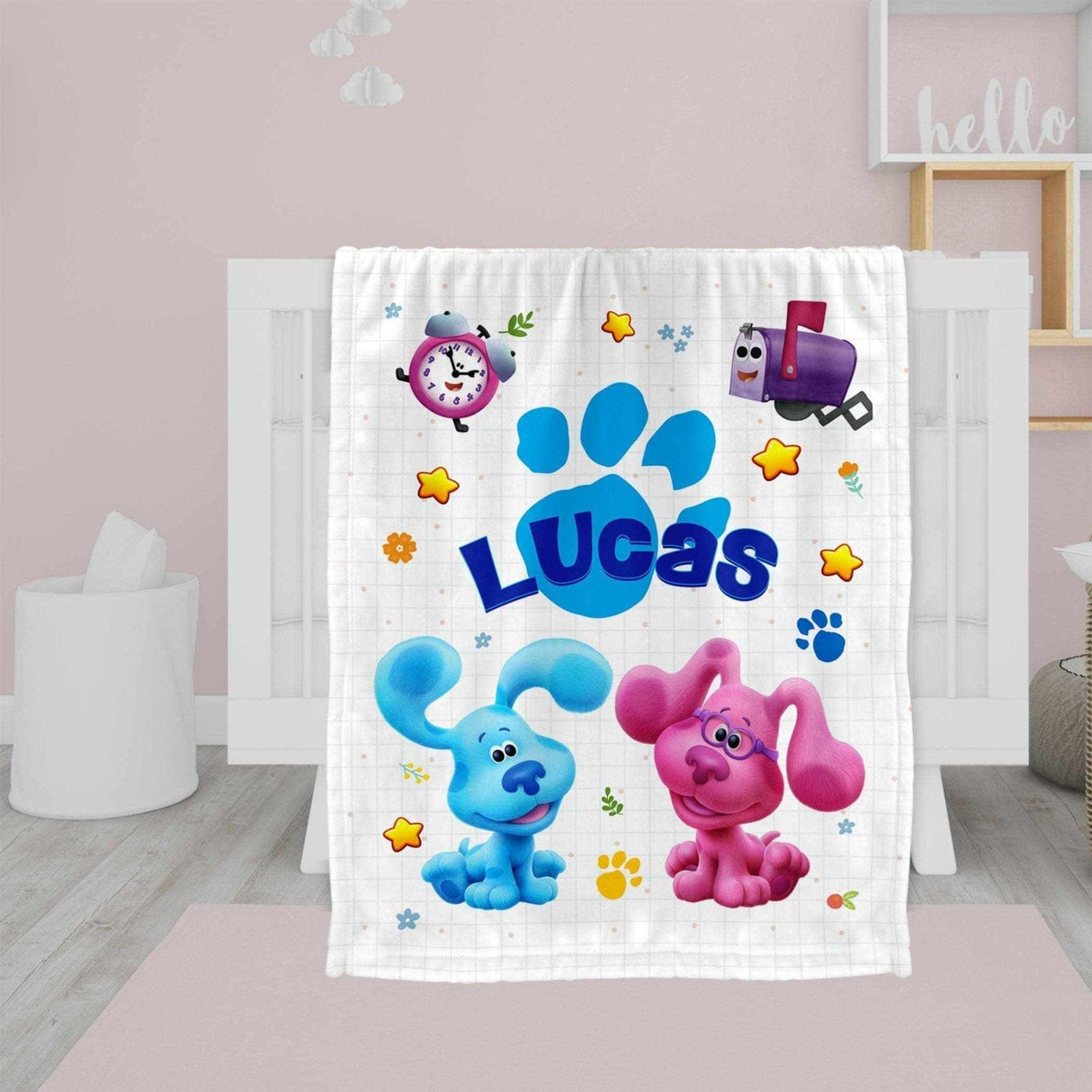 Blankets Personalized Blue Puppy Boy Blanket | Customized Cartoon Boys Blanket, Puppy Nursery Theme