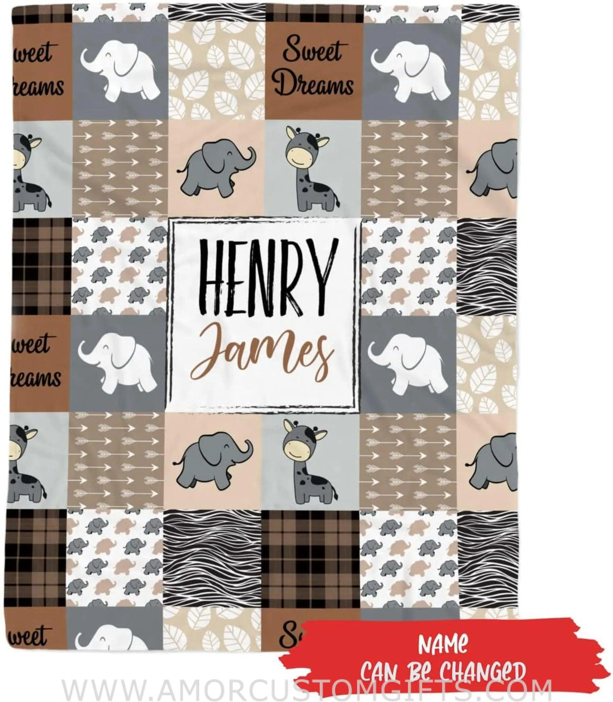 Blankets Personalized Brown Square Safari Baby Blanket, Jungle Animal Baby Blanket, Jungle Blanket Baby