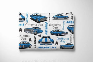 Blankets Personalized Cars Baby Blanket, Muscle Cars Blanket, Personalized Baby Boy Blanket, Personalized Name Blanket