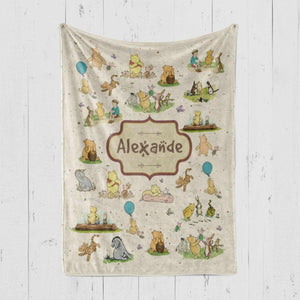 Blankets Personalized Classic Winne The Pooh Blanket | Custom Name The Pooh Bear Baby Nursery Blanket