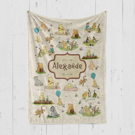 Blankets Personalized Classic Winne The Pooh Blanket | Custom Name The Pooh Bear Baby Nursery Blanket