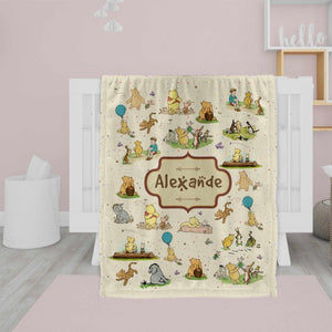 Blankets Personalized Classic Winne The Pooh Blanket | Custom Name The Pooh Bear Baby Nursery Blanket