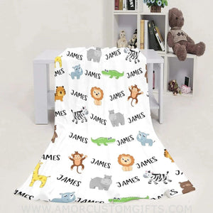 Blankets USA MADE Personalized Custom Baby Blankets with Name for Boys, Animal Blanket for Infants Newborns Kids