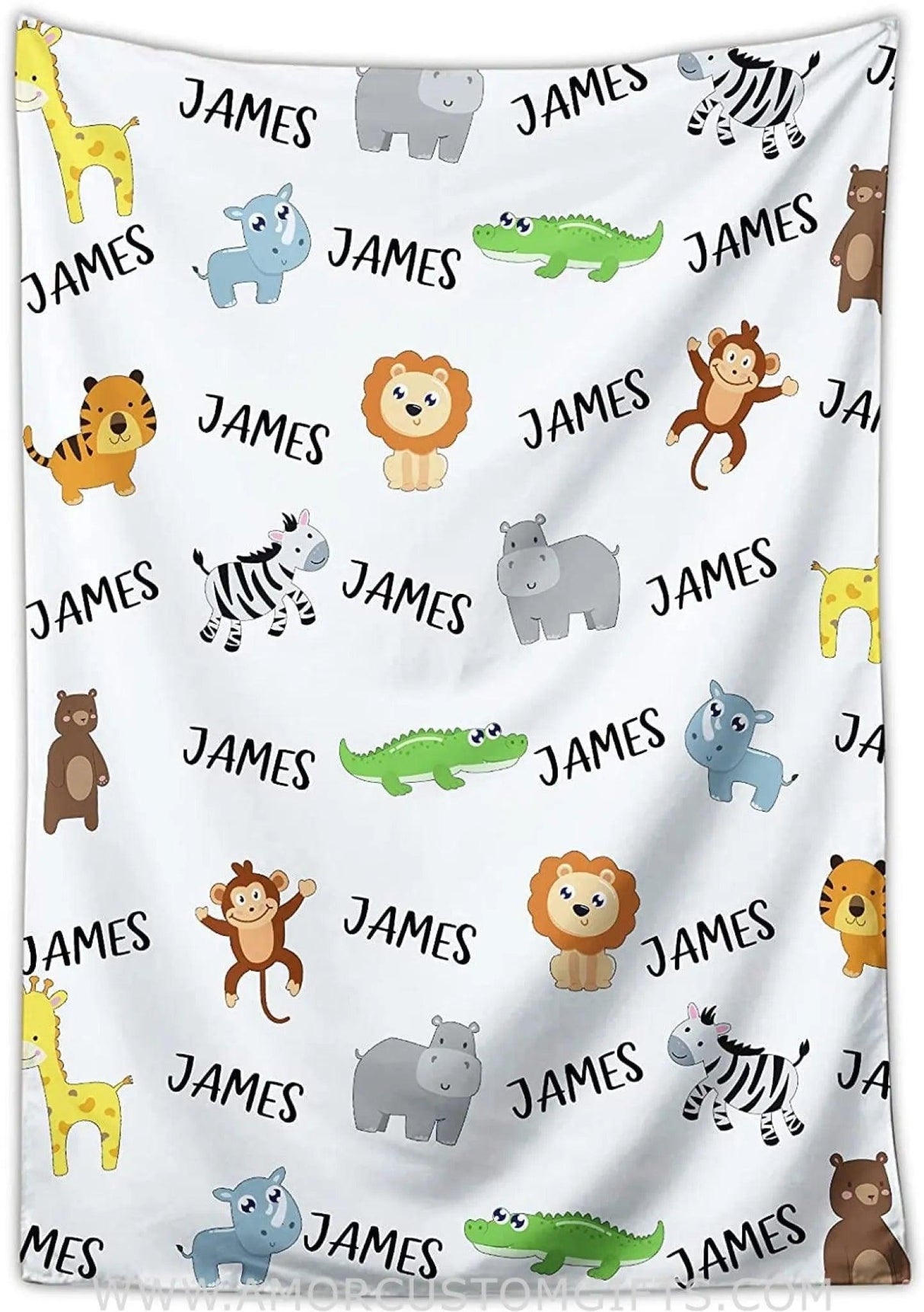 Blankets USA MADE Personalized Custom Baby Blankets with Name for Boys, Animal Blanket for Infants Newborns Kids