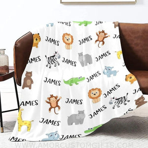 Blankets USA MADE Personalized Custom Baby Blankets with Name for Boys, Animal Blanket for Infants Newborns Kids