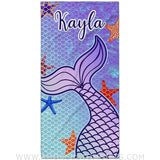 Towels USA MADE Personalized Cute Mermaid Tail Beach Towel, Custom Name Lovely Kid Towel for Summer & Beach