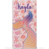 Towels USA MADE Personalized Cute Mermaid Tail Beach Towel, Custom Name Lovely Kid Towel for Summer & Beach