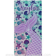 Towels USA MADE Personalized Cute Mermaid Tail Beach Towel, Custom Name Lovely Kid Towel for Summer & Beach