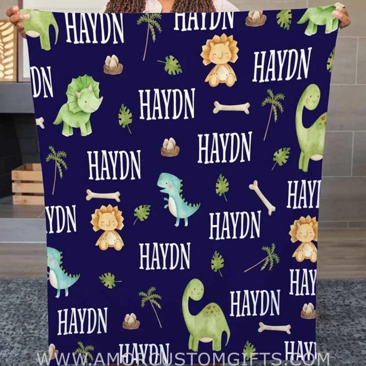 Blankets USA MADE Personalized Dinosaur baby blanket, Dinosaur Baby Shower Gender Neutral, Baby Boy blanket