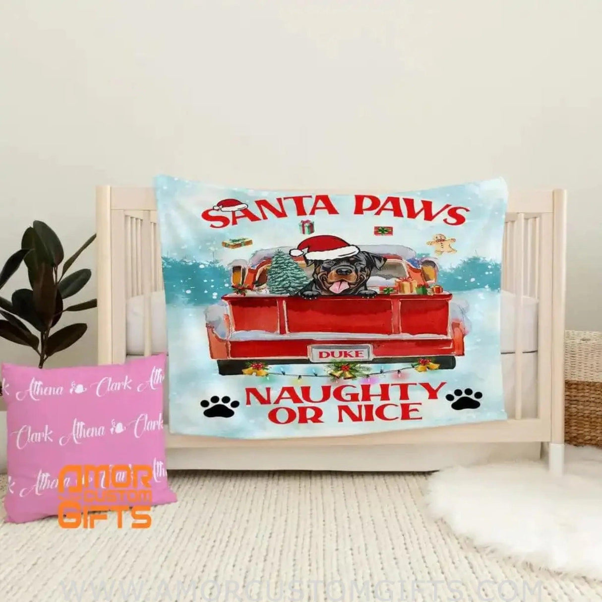 Blankets USA MADE Personalized Dog Xmas Boy Girl Blanket