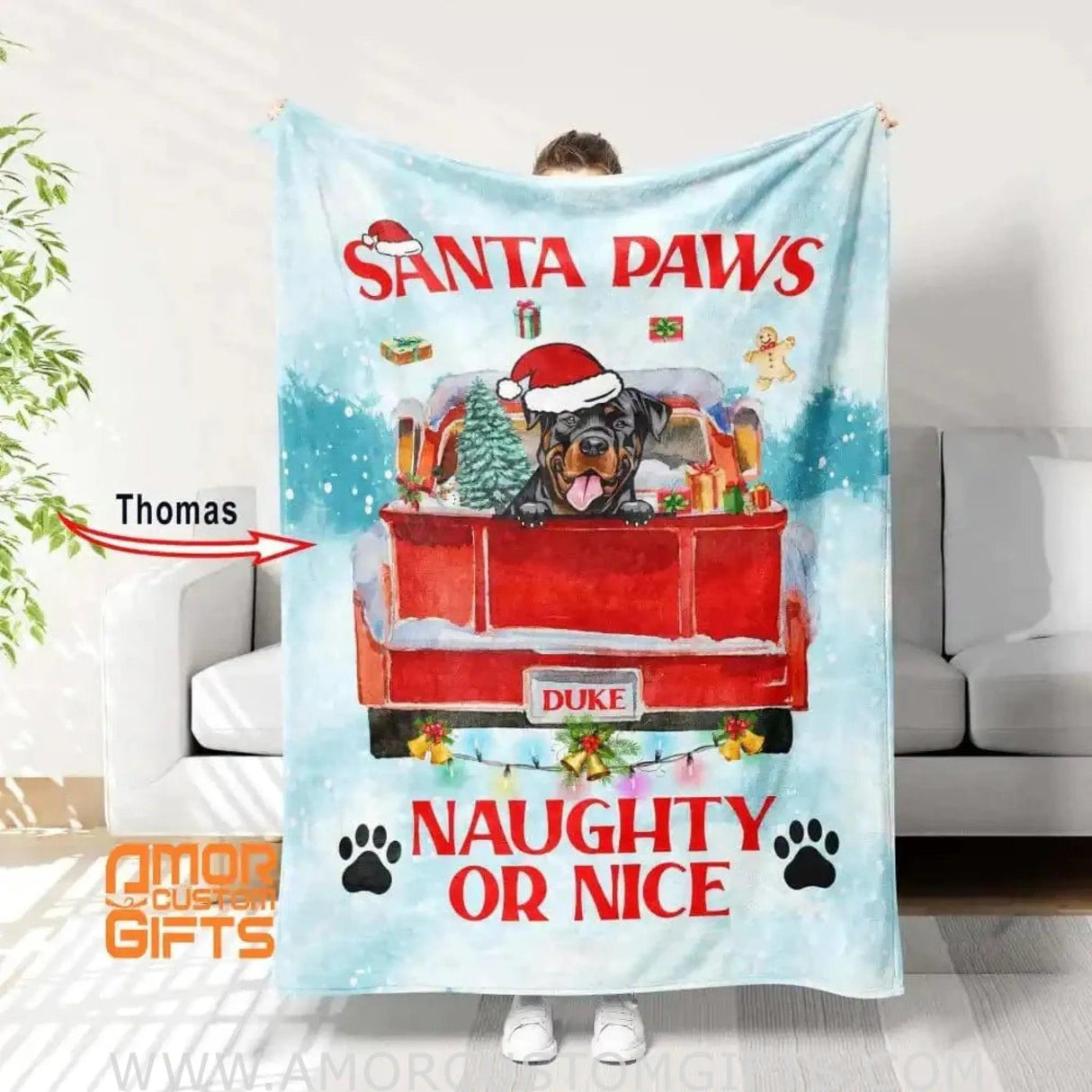 Blankets USA MADE Personalized Dog Xmas Boy Girl Blanket