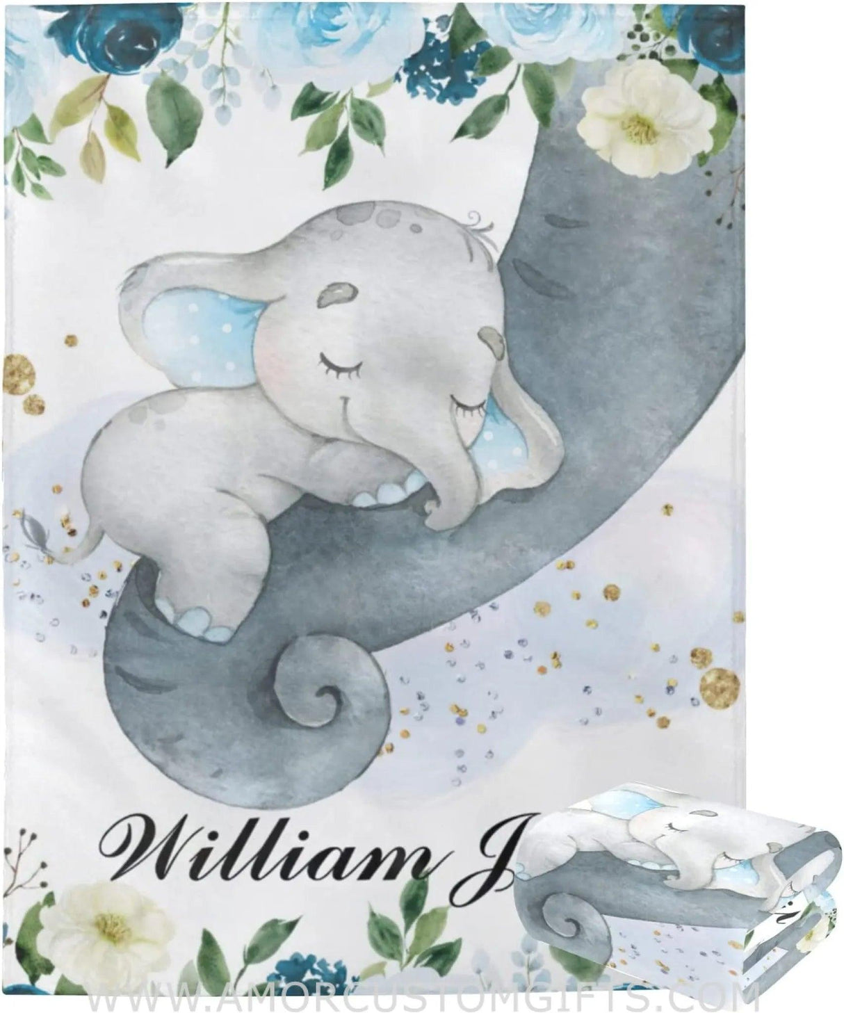 Blankets USA MADE Personalized elephant Baby Blankets, Baby Boy Blankets Newborn Soft, Baby Blanket