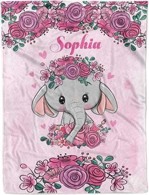 Blankets Personalized Elephant Baby Blankets - Custom Baby Blankets for Baby Shower - Soft, Lightweight & Giftable