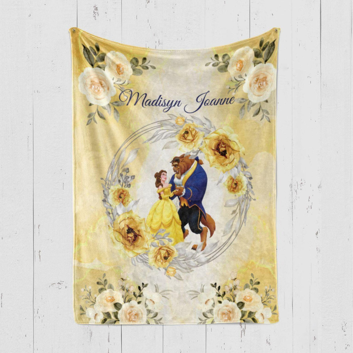 Blankets Personalized Fairy Tale Beauty & The Beast Blanket - Custom Name Princess Belle Blanket For Baby Girls Nursery Theme Tapestry