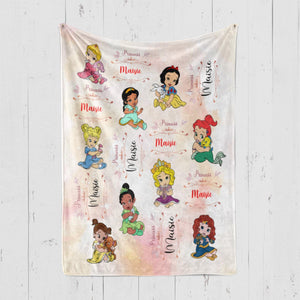 Blankets Personalized Fairy Tale Cute Baby Princess Blanket, Custom Name Princess Nursery Theme