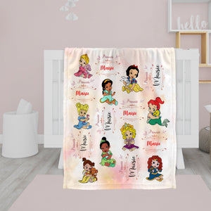 Blankets Personalized Fairy Tale Cute Baby Princess Blanket, Custom Name Princess Nursery Theme