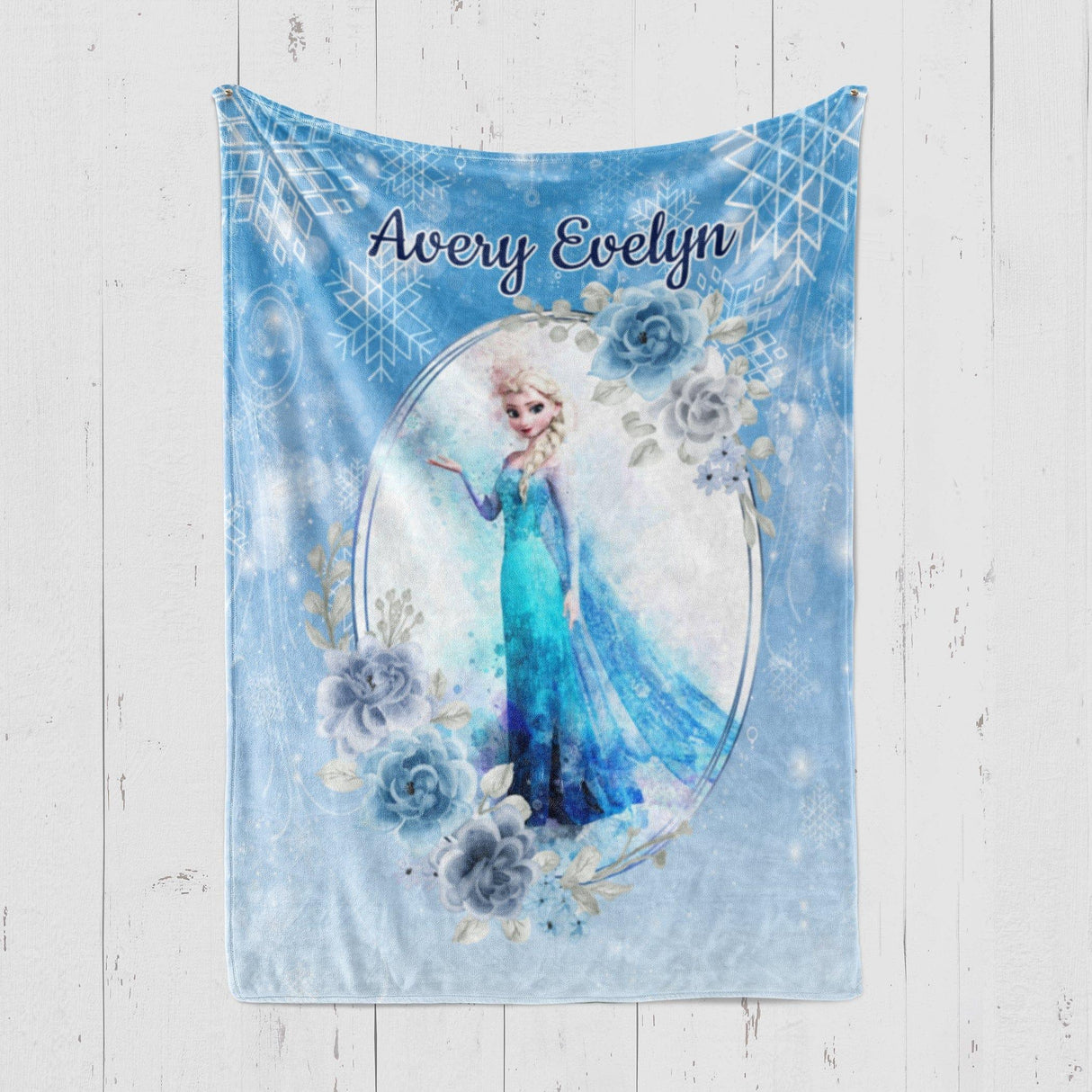 USA MADE Personalized Fairy Tale Elsa Frozen Princess | Custom Name Blanket Snow Queen Princess Nursery Theme-sale